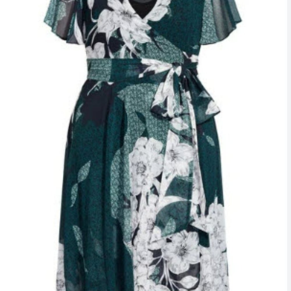 City Chic Precious Jade Floral Wrap Dress